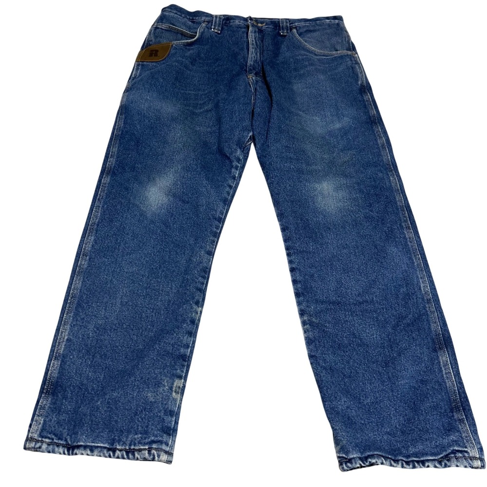 Wrangler Riggs Workwear Jeans Mens 36x30 Blue Fleece Lined Denim Pants 3W055TH